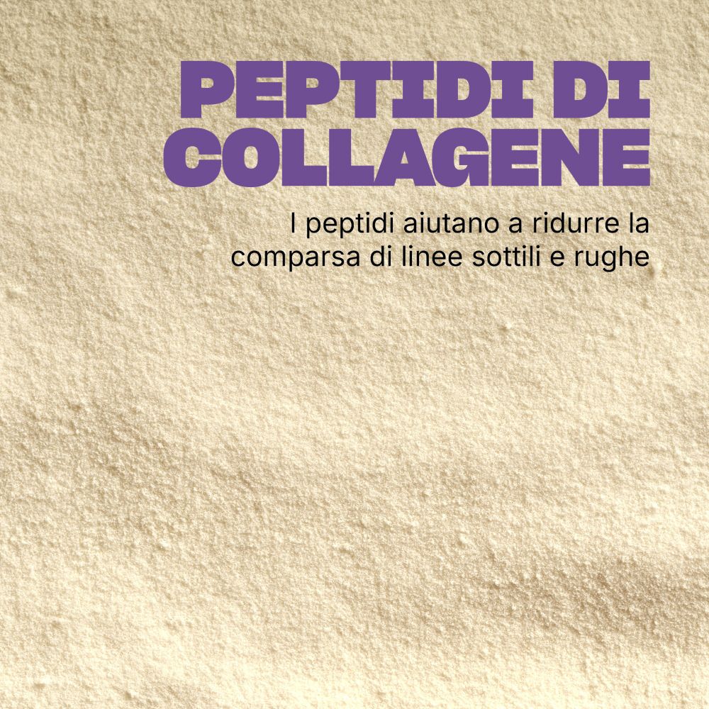 Testo sui peptidi di collagene e il loro ruolo nella riduzione di linee sottili e rughe.