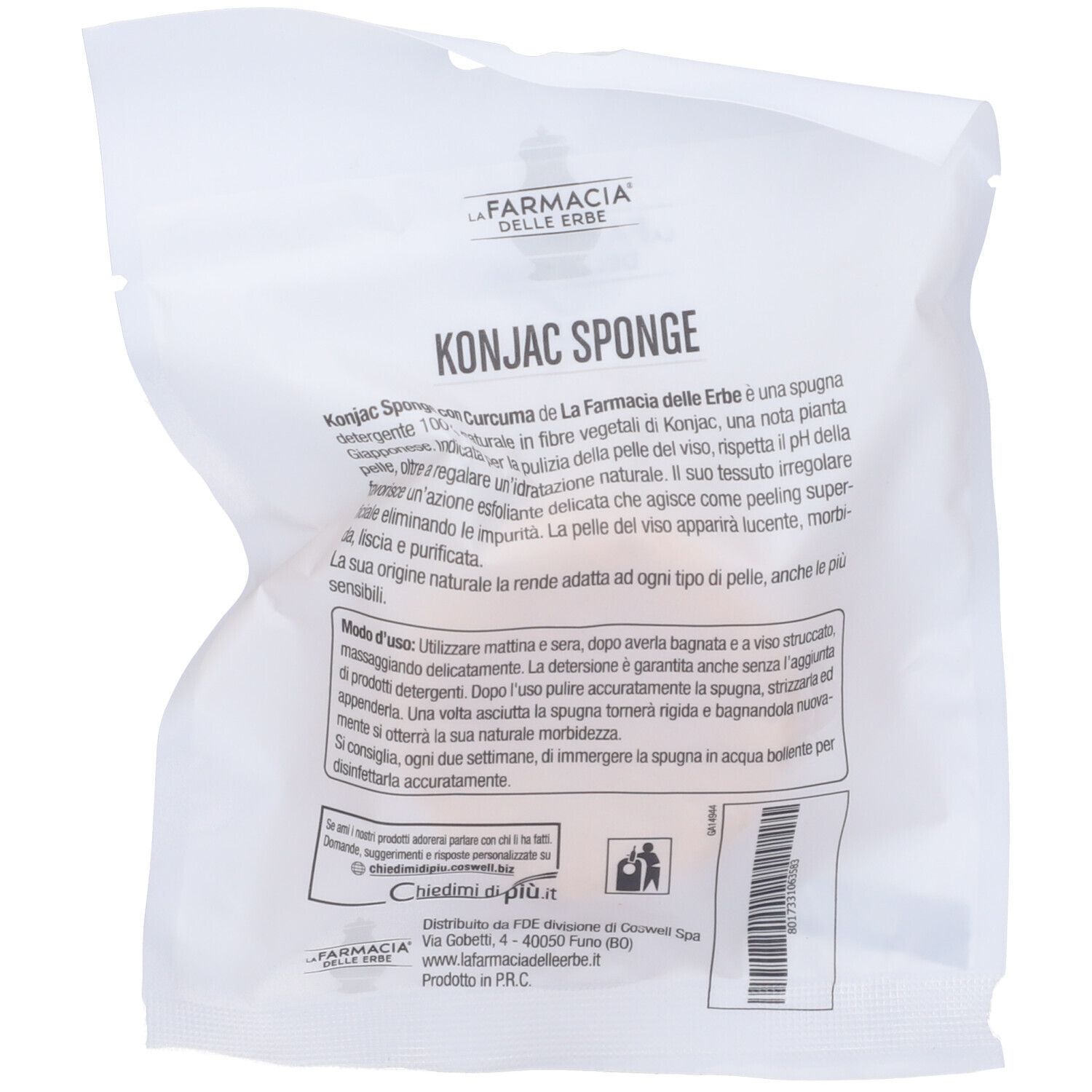 Fde Konjac Sponge Curcuma 1 Pezzo