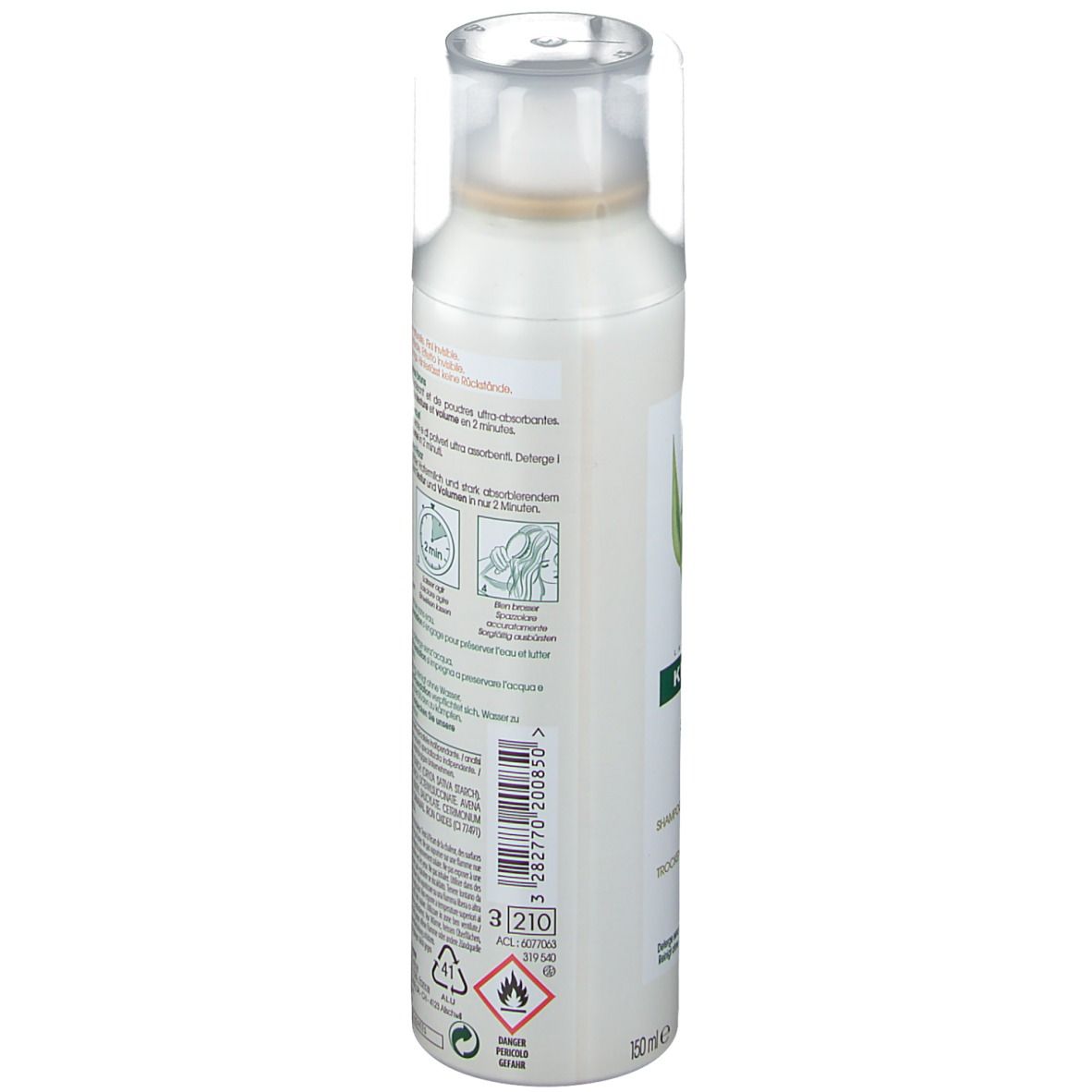 KLORANE Shampoo Secco Formula Delicata al Latte d'Avena Capelli Scuri