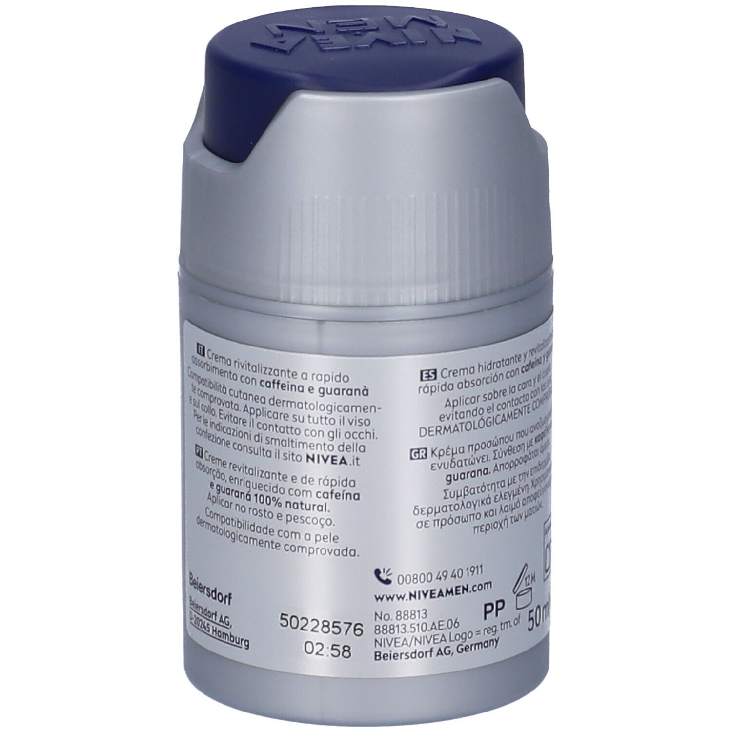 Nivea Men Skin Energy Crema Idratante Viso 50 ml, Crema viso uomo con Caffeina rivitalizzante