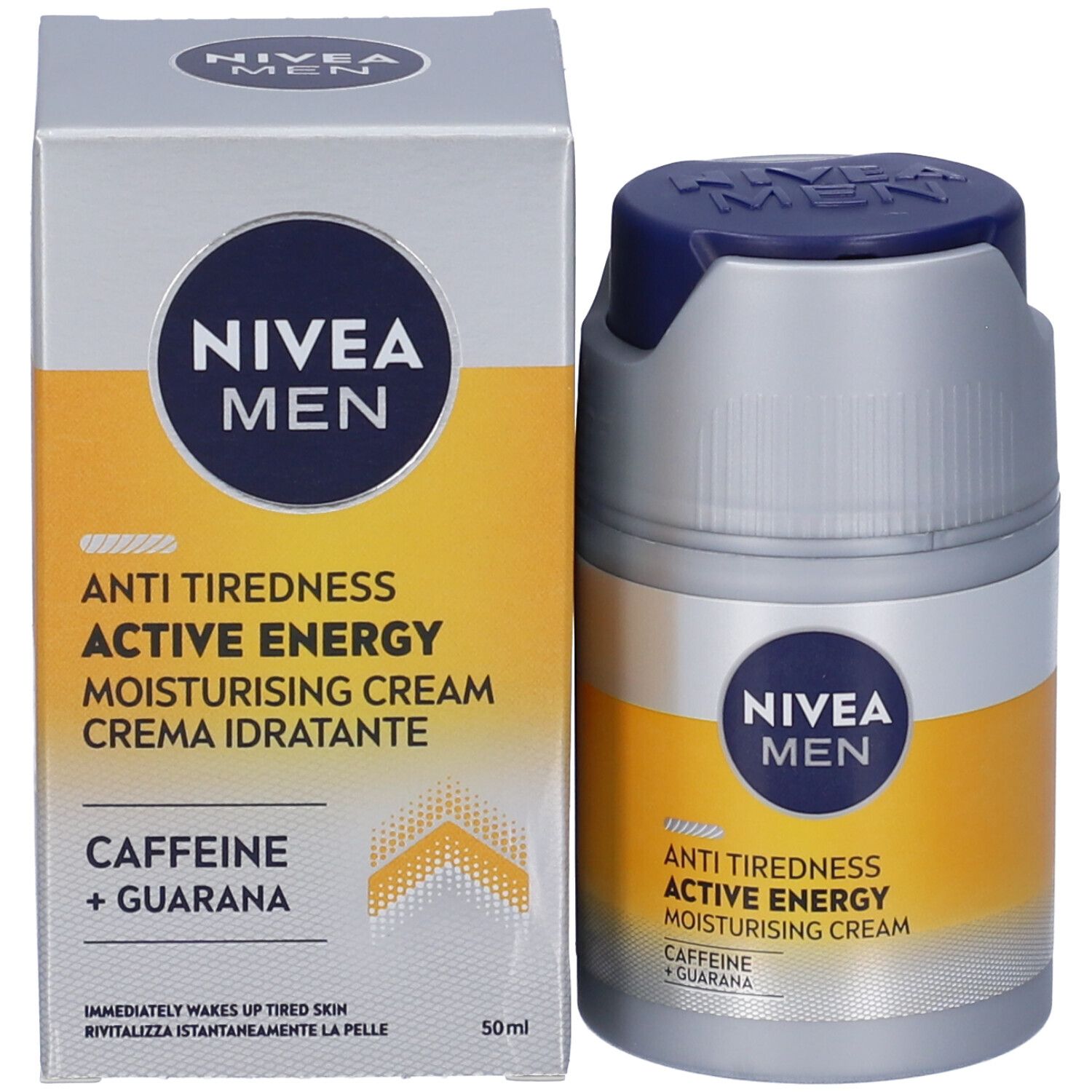 Nivea Men Skin Energy Crema Idratante Viso 50 ml, Crema viso uomo con Caffeina rivitalizzante