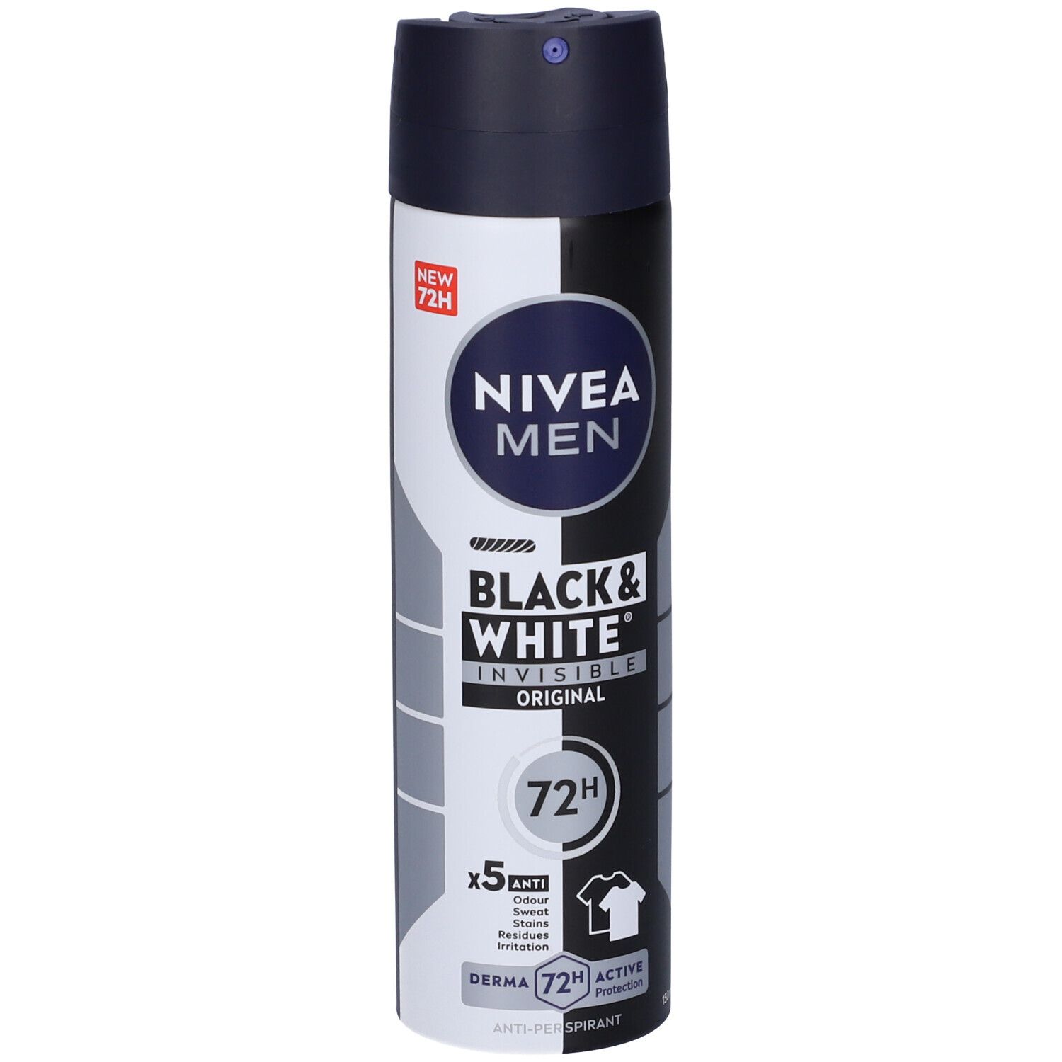 Nivea Men Black & White Invisible Original Spray 150 ml, Deodorante spray uomo antitraspirante 72h