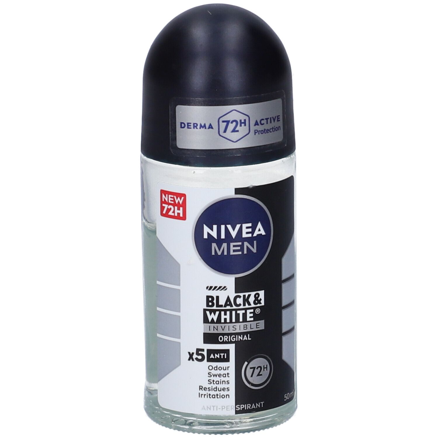 Nivea Men Black & White Invisible Original Roll-on 6 x 50 ml, Deodorante roll on uomo antitraspirante