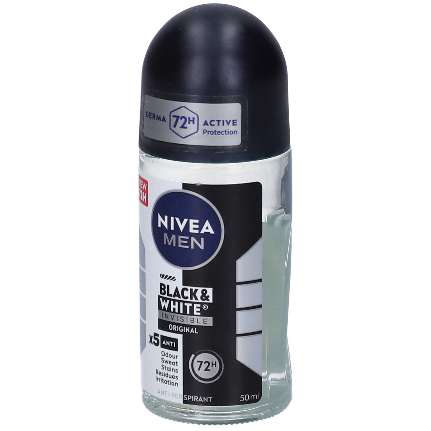 Nivea Men Black & White Invisible Original Roll-on 6 x 50 ml, Deodorante roll on uomo antitraspirante