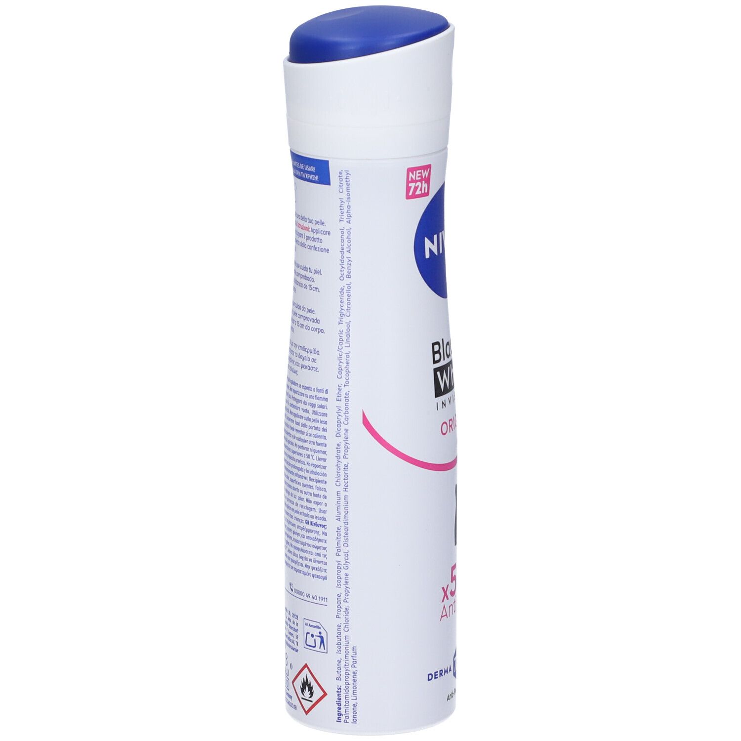 Nivea Black & White Invisible Original Spray 150 ml, Deodorante spray donna antitraspirante 72h