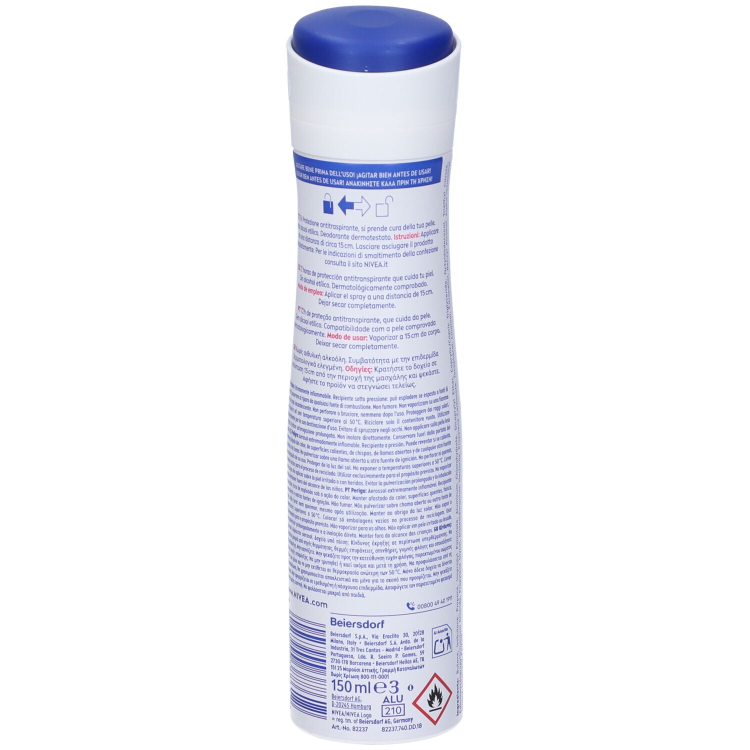 Nivea Black & White Invisible Original Spray 150 ml, Deodorante spray donna antitraspirante 72h