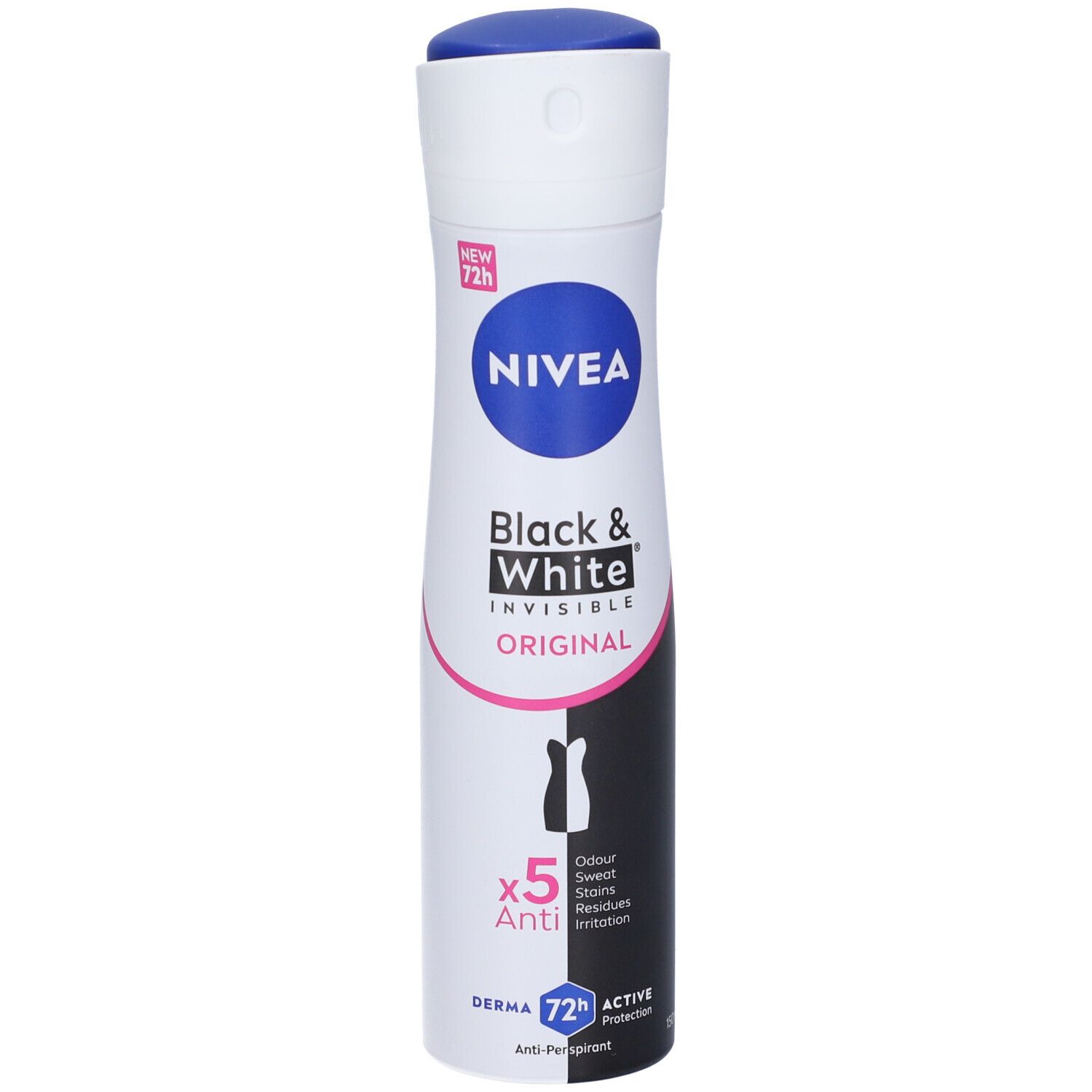 Nivea Black & White Invisible Original Spray 150 ml, Deodorante spray donna antitraspirante 72h