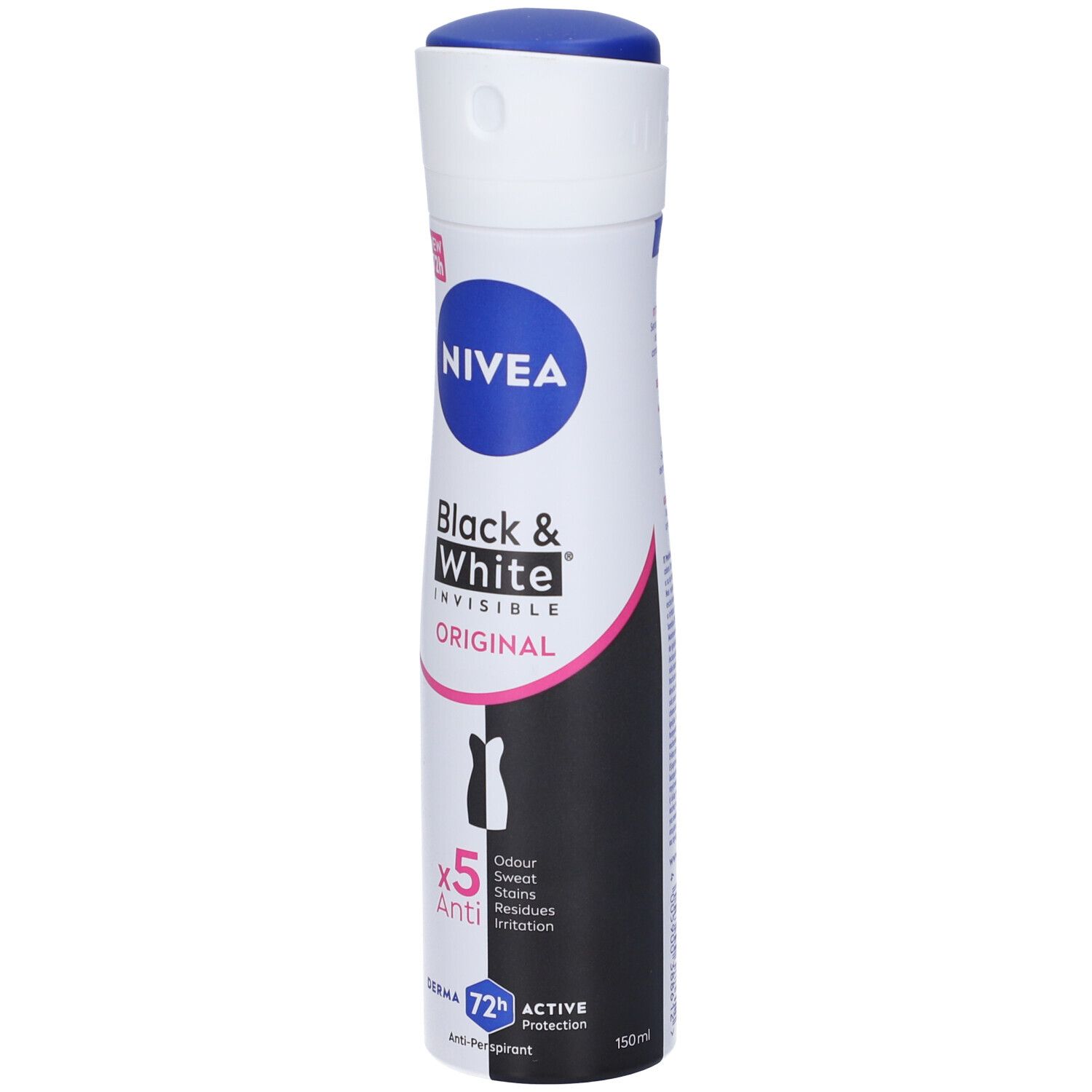 Nivea Black & White Invisible Original Spray 150 ml, Deodorante spray donna antitraspirante 72h