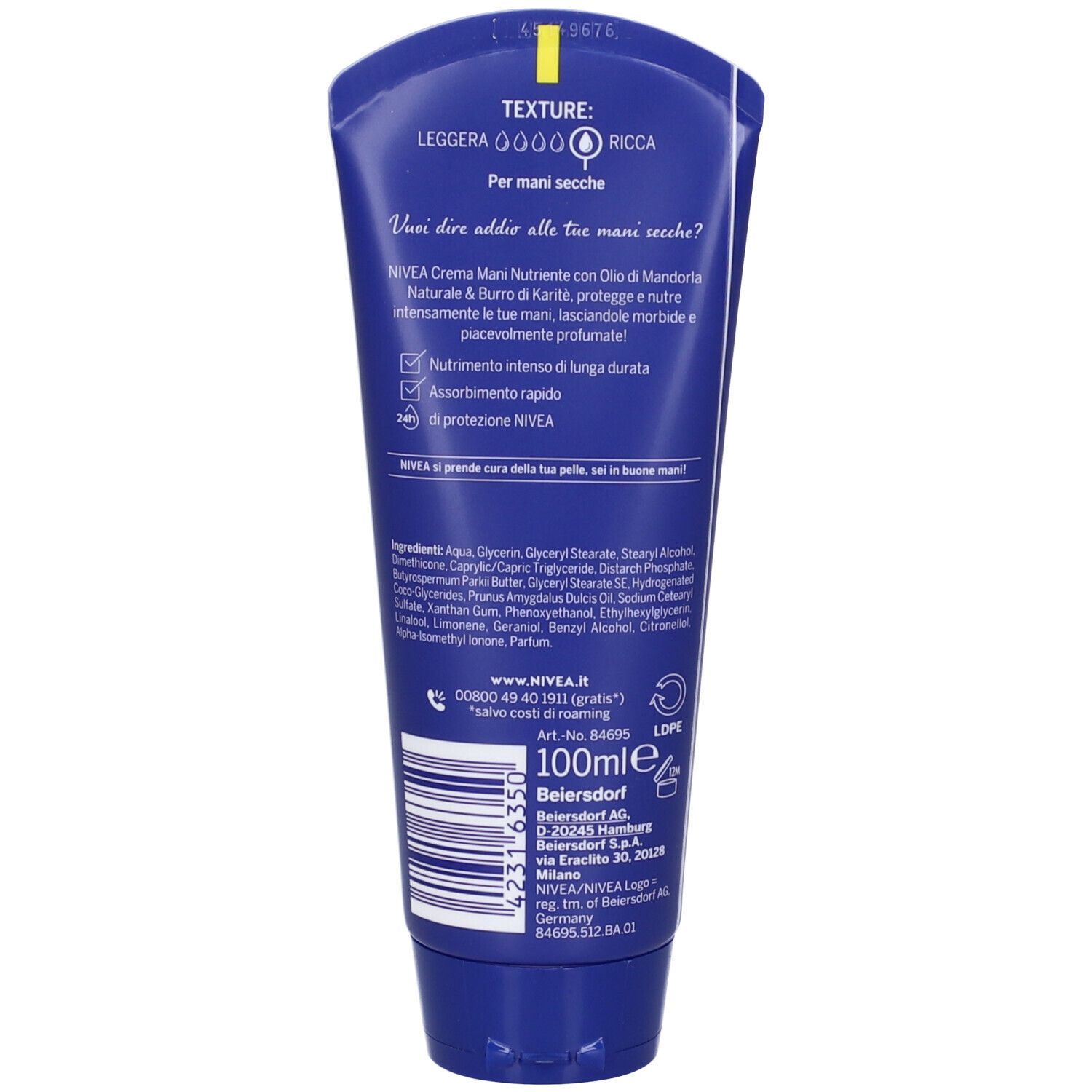 Nivea Crema Mani Nutriente 100 ml, Crema mani idratante e profumata arricchita con Olio di Mandorla