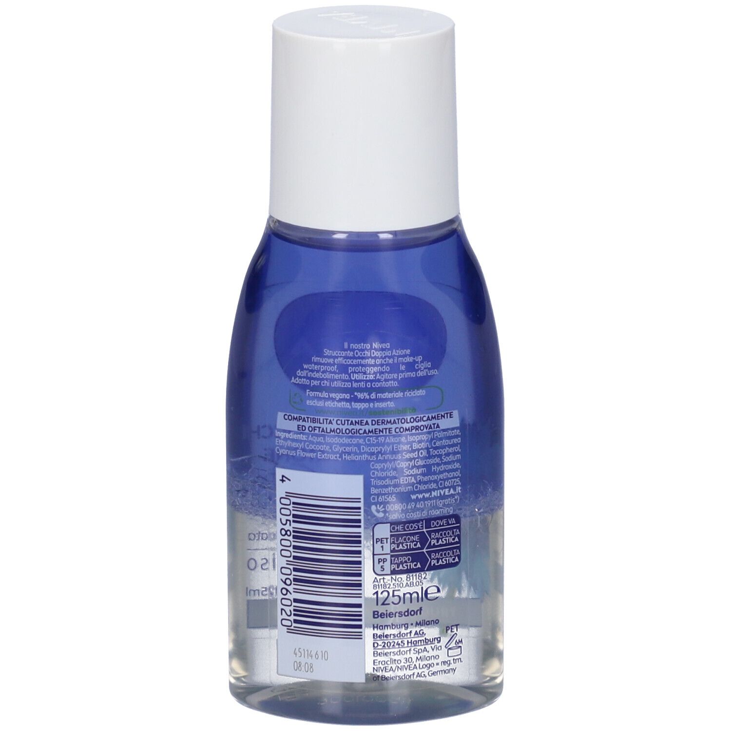 Nivea Struccante Occhi Doppia Azione 125 ml, Olio struccante bifasico per gli occhi