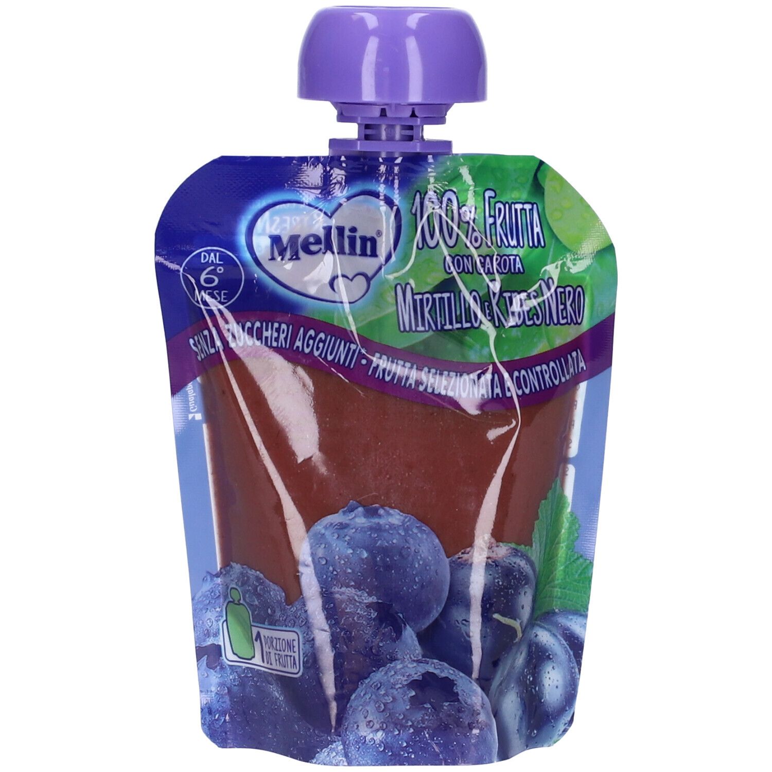 Mellin Merenda Di Frutta 100% Mirtillo E Ribes Nero Pouch 90 G -   