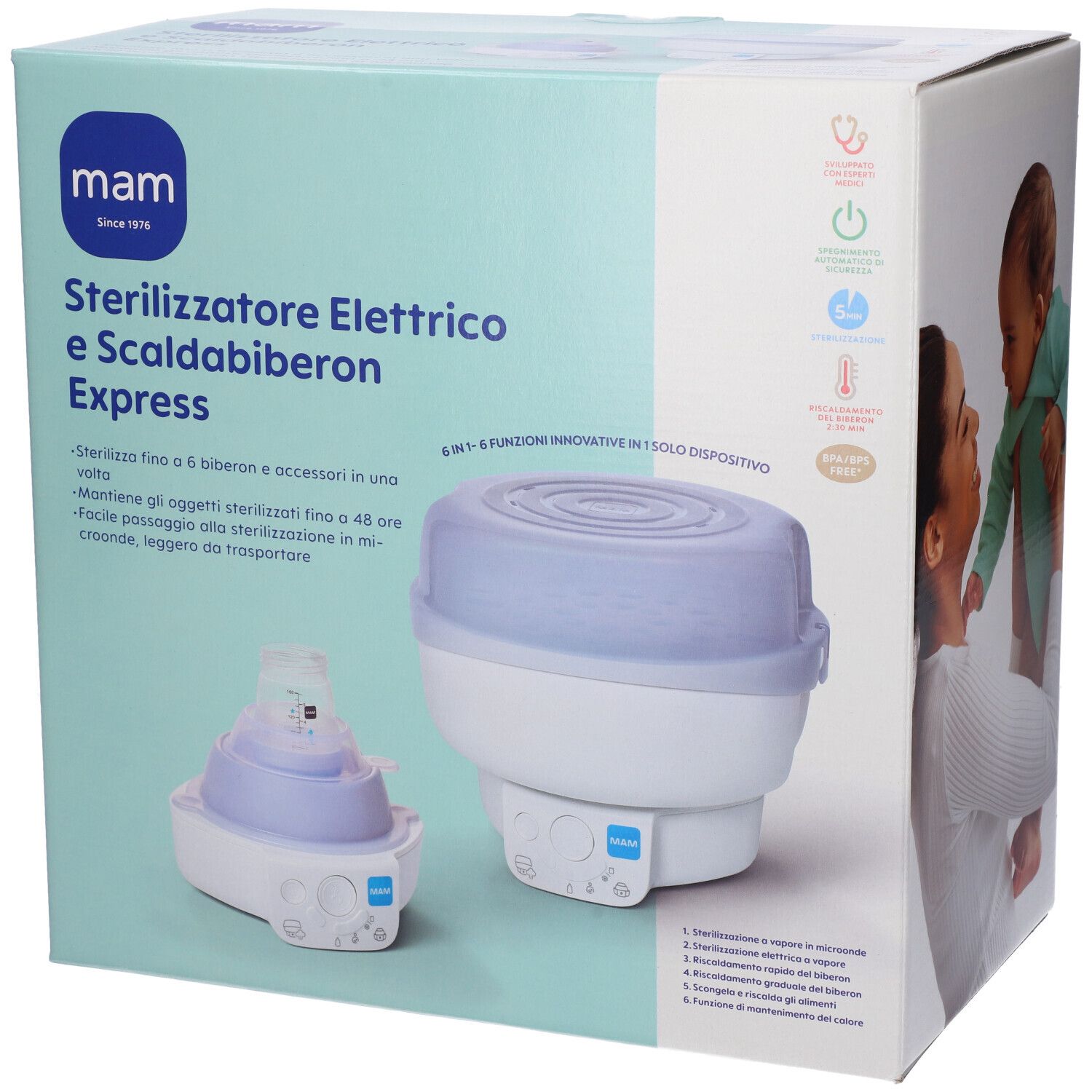 MAM Sterilizzatore Elettrico & Scalda Biberon 6 in 1