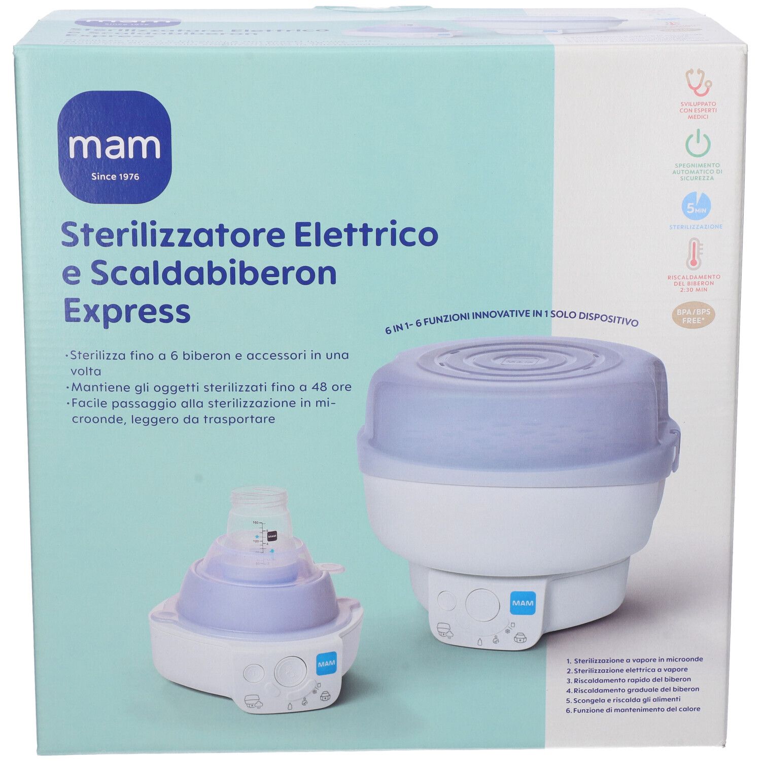MAM Sterilizzatore Elettrico & Scalda Biberon 6 in 1