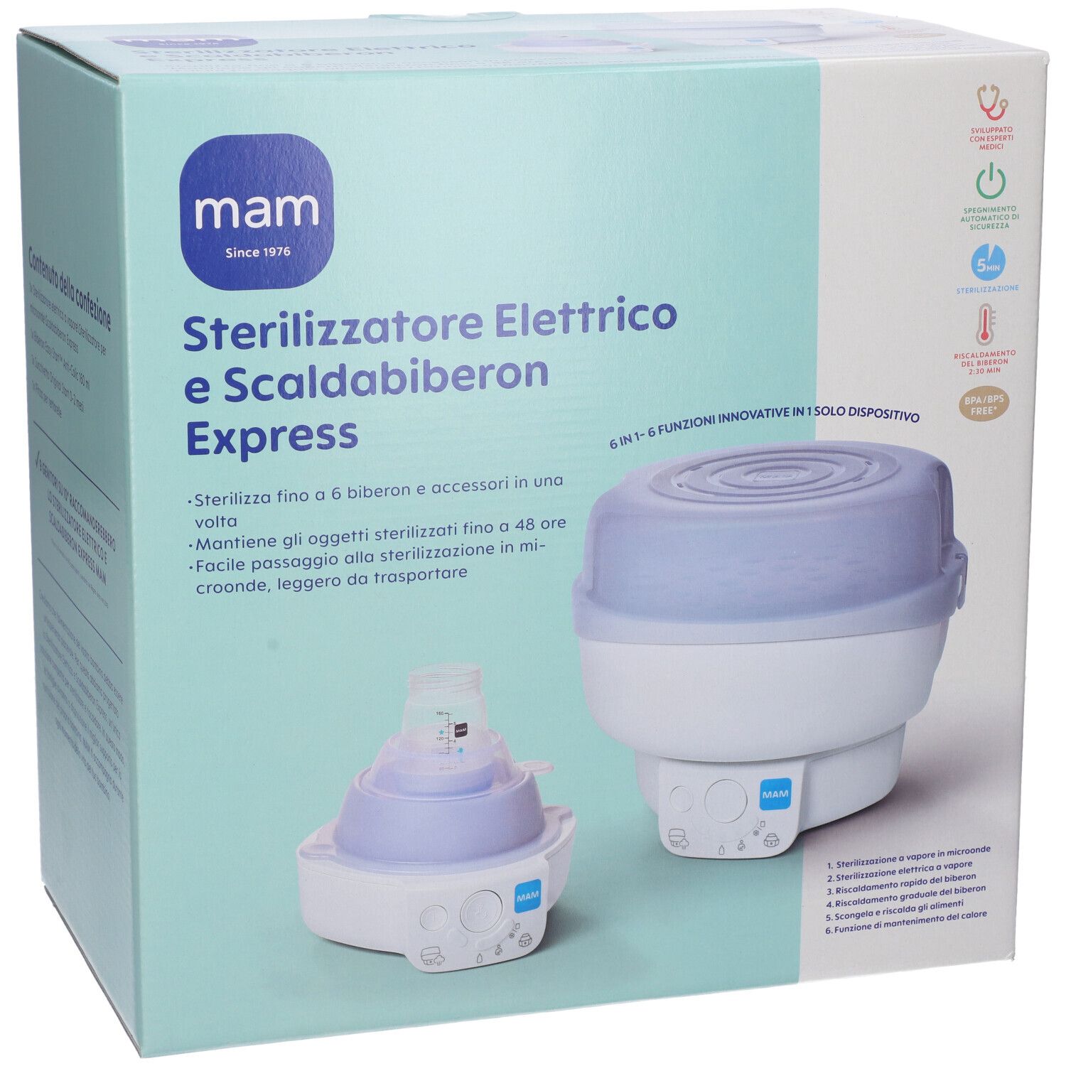 MAM Sterilizzatore Elettrico & Scalda Biberon 6 in 1