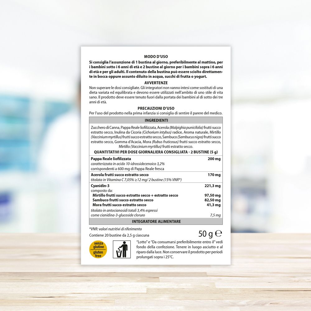 Retro della confezione Aboca Natura Mix Advanced Sostegno. Contiene ingredienti e dosaggio.