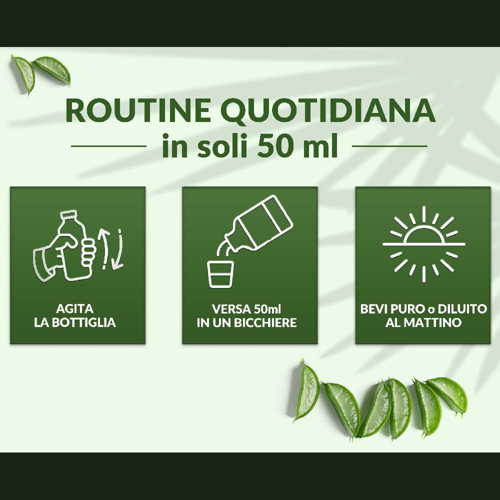Routine quotidiana: Agitare 50 ml, versare e bere.