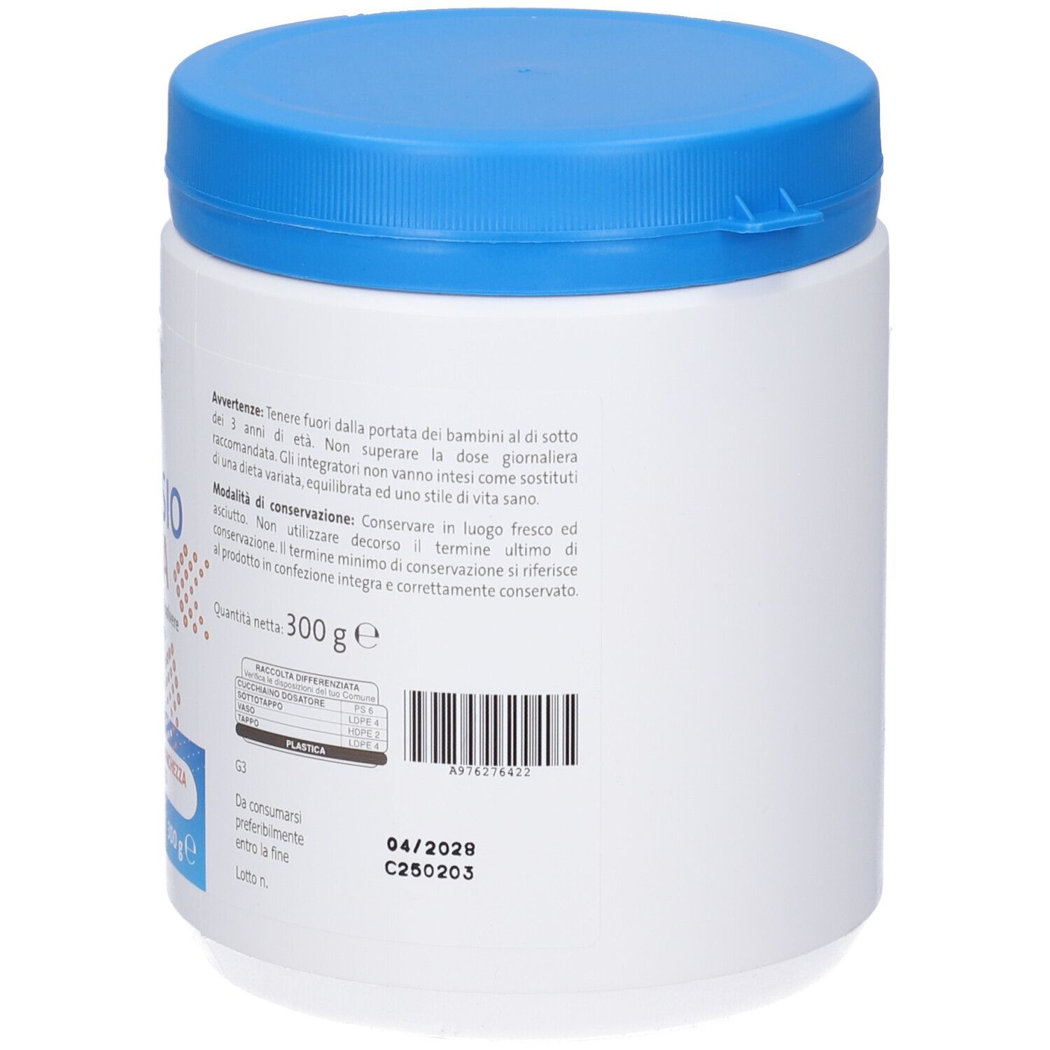 Retro del contenitore PROFAR MAGNESIO ULTRA 300g con data di scadenza e numero di lotto.