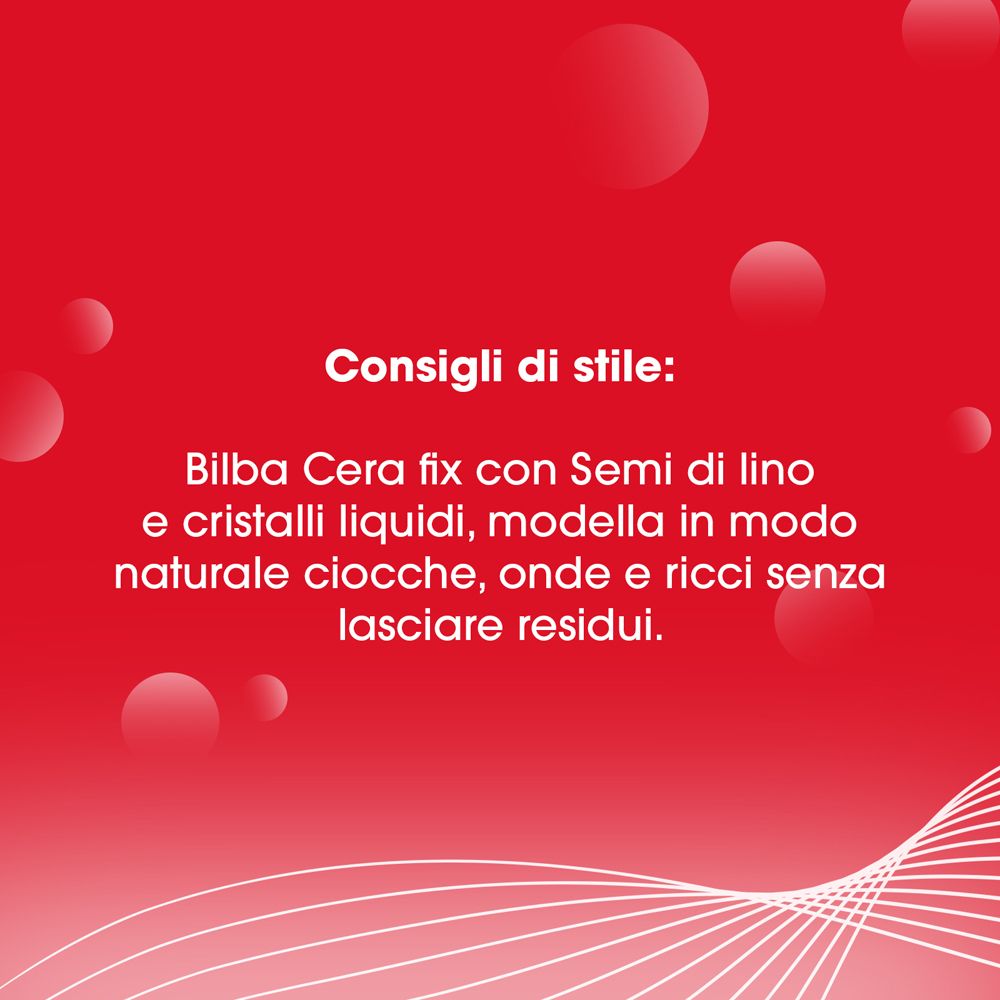 Testo su sfondo rosso. Titolo: Consigli di stile. Descrive l'uso per onde e ricci.