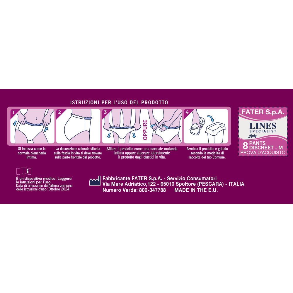 Istruzioni per l'uso di Lines Specialist Lady Pants. Mostra i passaggi per utilizzare il prodotto.