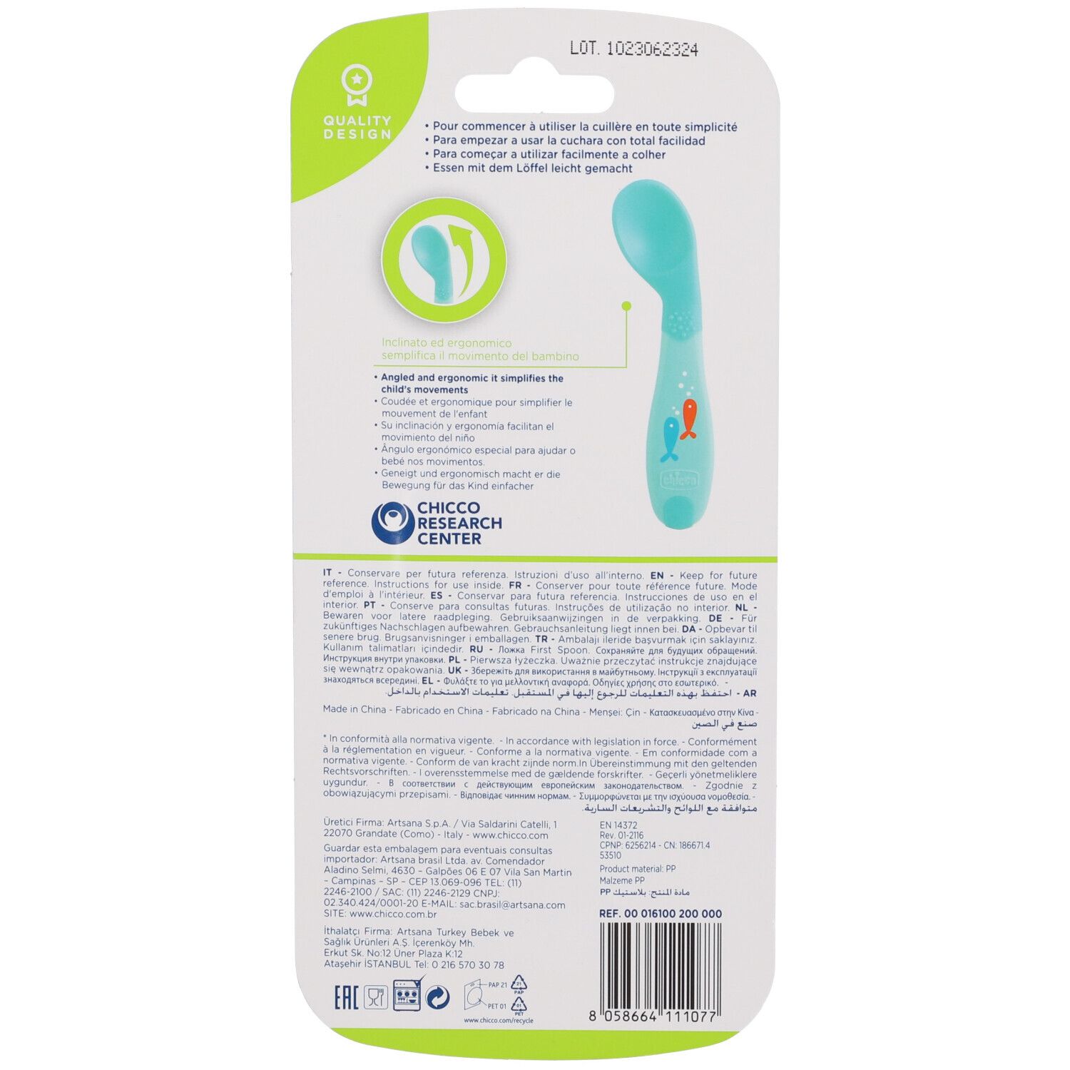 Chicco Cucchiaio Angolato 8M+ Azzurro