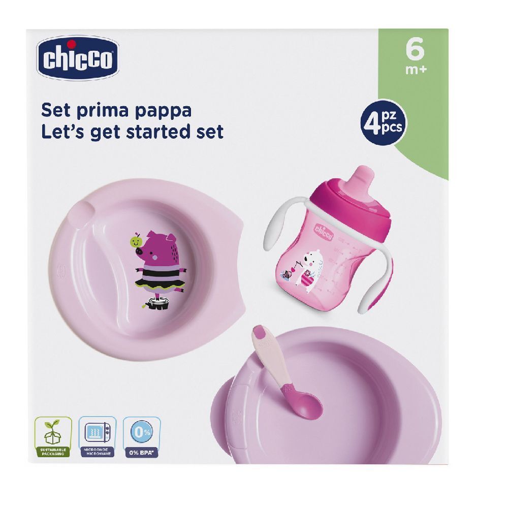 Chicco Set Pappa 6M+ Rosa Con Cucchiaio Rosa