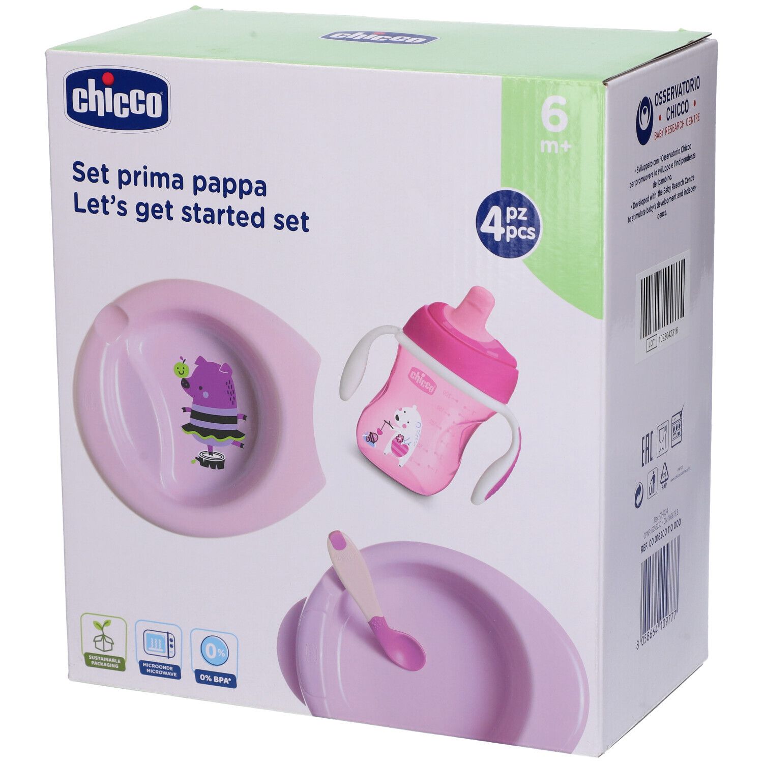 Chicco Set Pappa 6M+ Rosa Con Cucchiaio Rosa