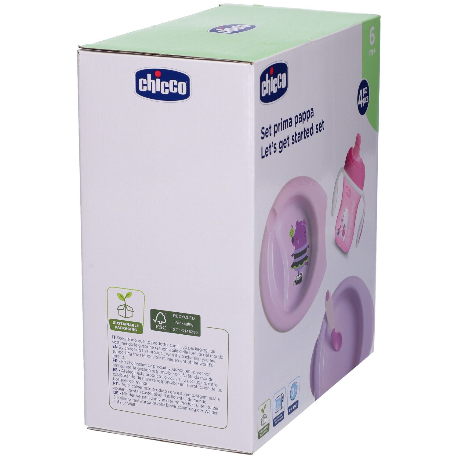 Chicco Set Pappa 6M+ Rosa Con Cucchiaio Rosa