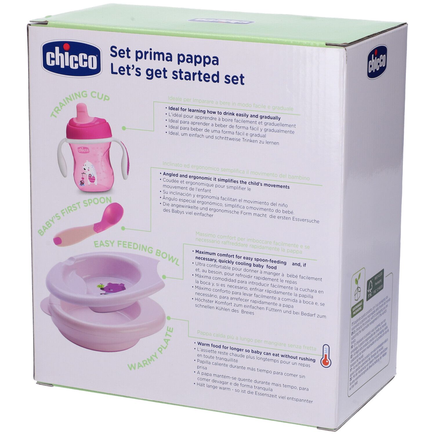 Chicco Set Pappa 6M+ Rosa Con Cucchiaio Rosa