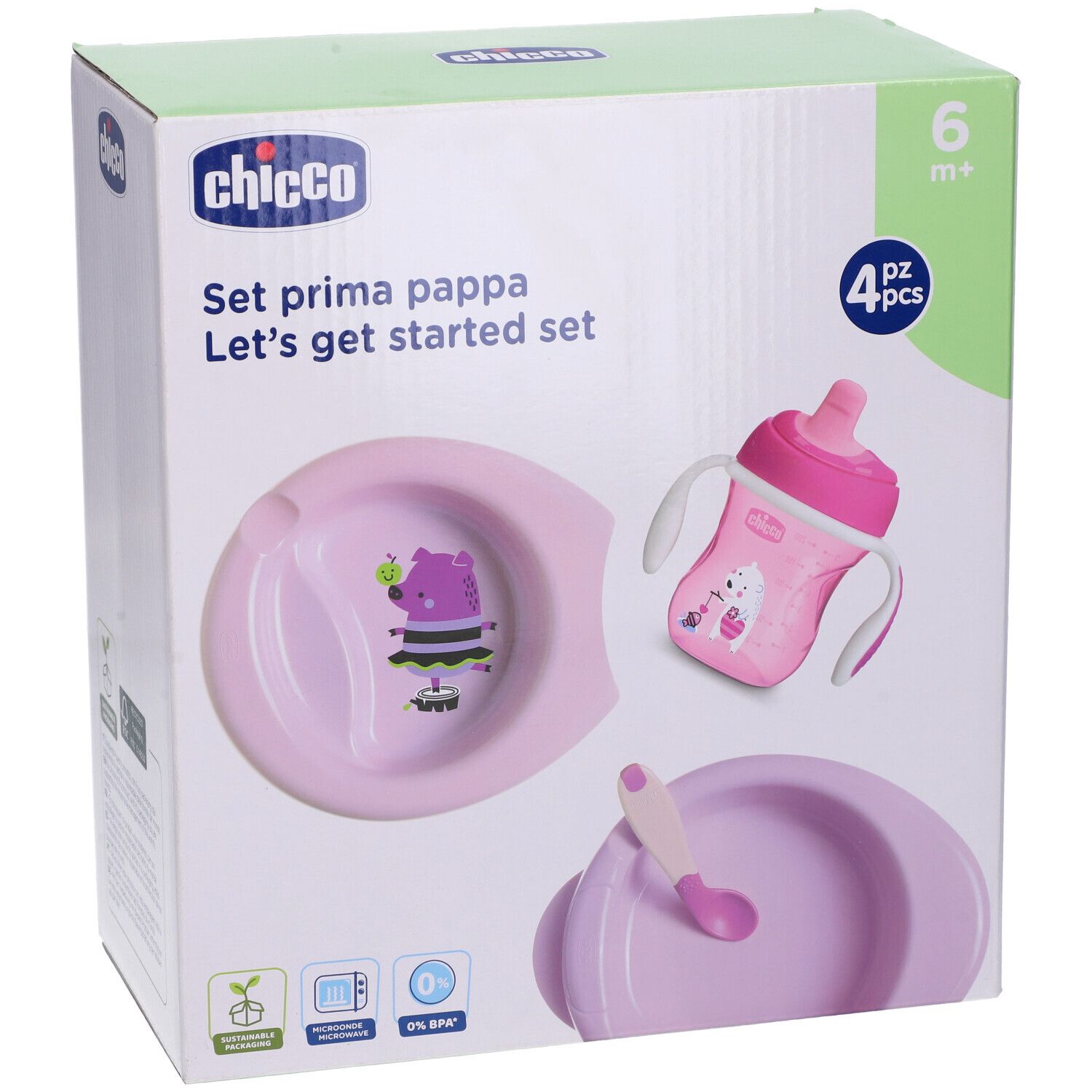 Chicco Set Pappa 6M+ Rosa Con Cucchiaio Rosa