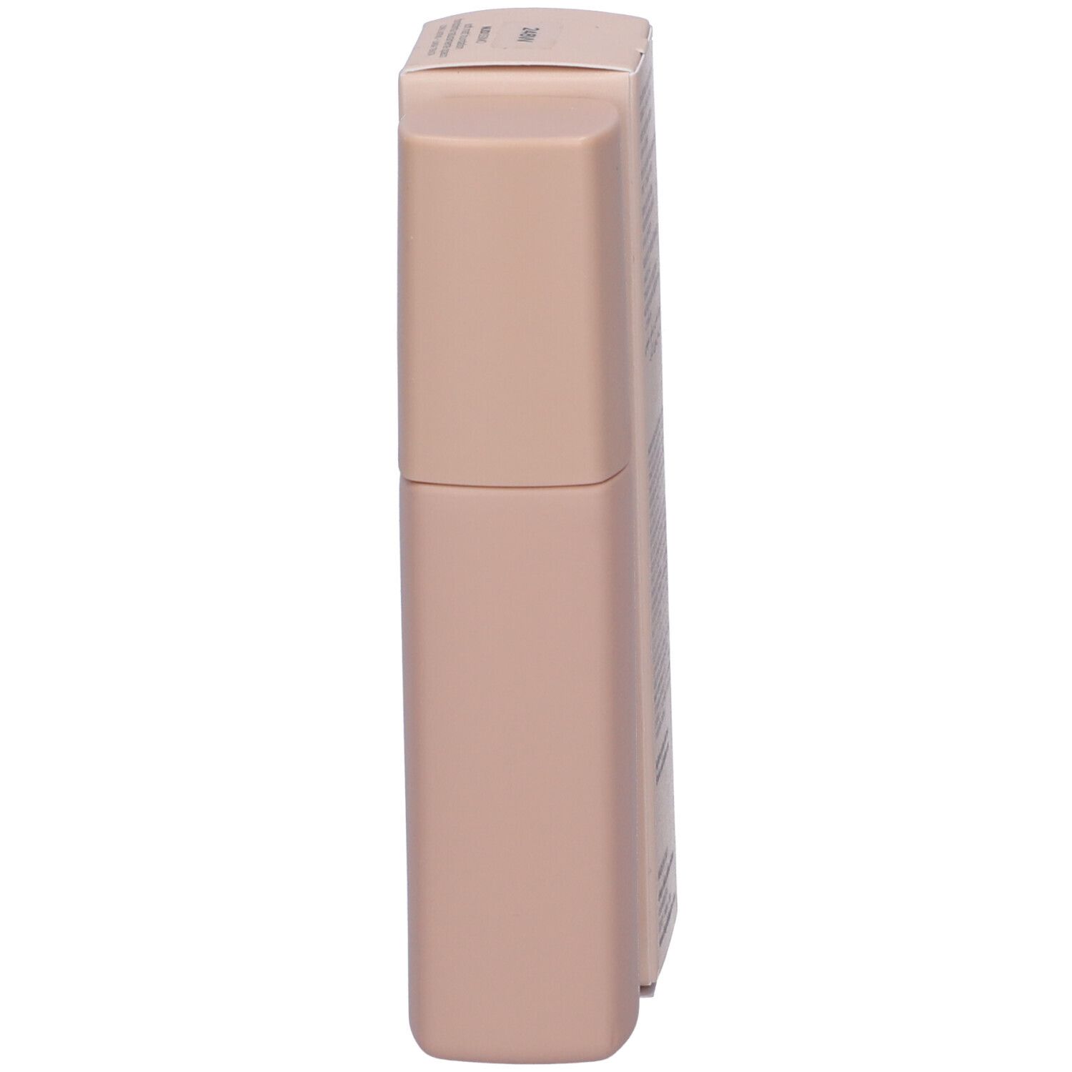 Flacone di fondotinta beige. Informazioni sul prodotto sulla confezione. Scritta: Nudissimo.