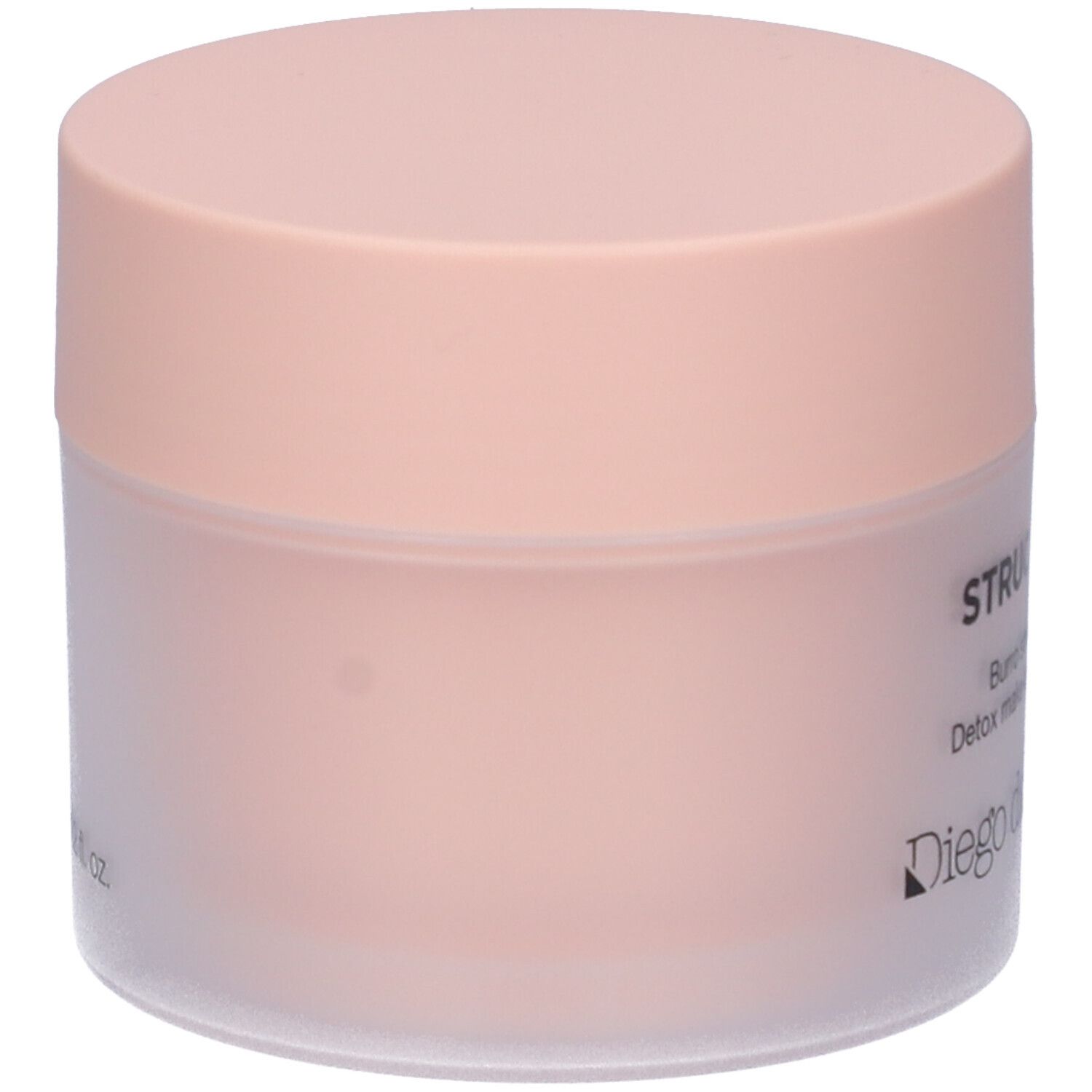 Vasetto rotondo con coperchio rosa. Scritta: STRUCCATUTTO, Burro struccante detox, Diego dalla Palma MILANO.