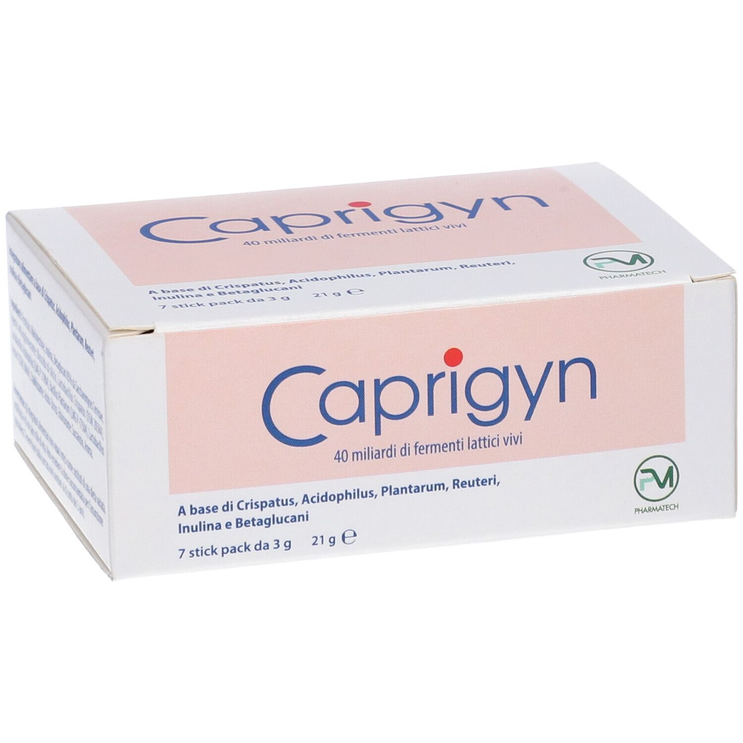 Confezione Caprigyn. Scritta: 40 miliardi di fermenti lattici vivi. 7 stick pack da 3 g.