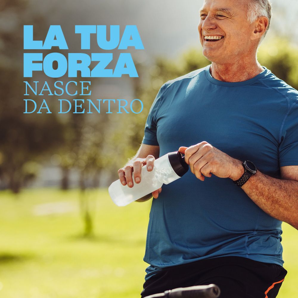 Uomo che fa sport, sottolineando la forza interiore.