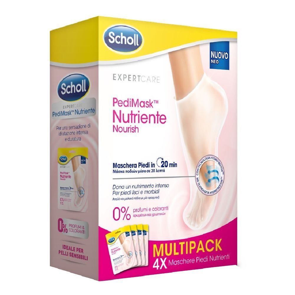 Scholl Pedimask Maschera Piedi Nutriente 0% Profumi e Coloranti Multipack