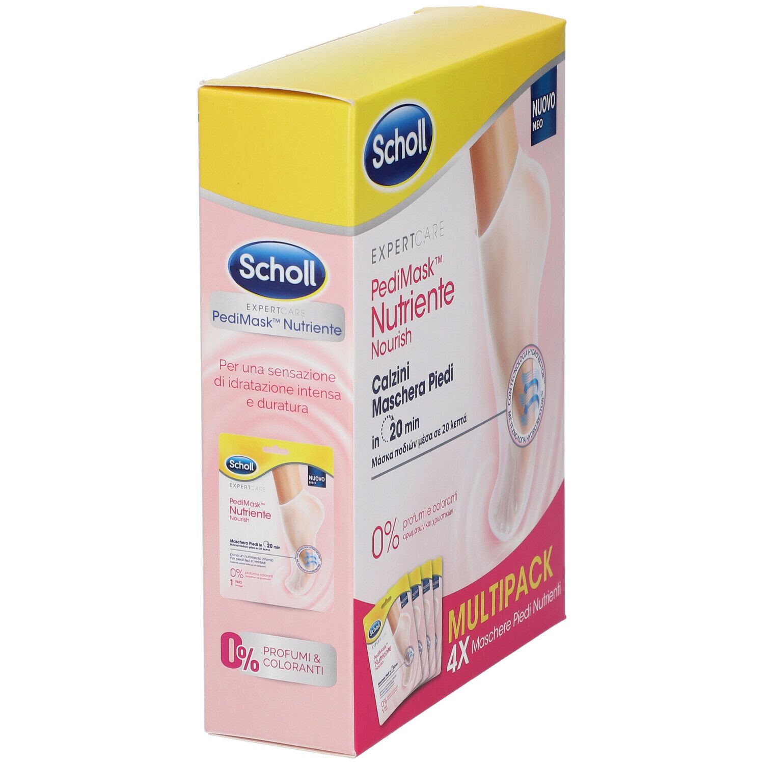 Scholl Pedimask Maschera Piedi Nutriente 0% Profumi e Coloranti Multipack