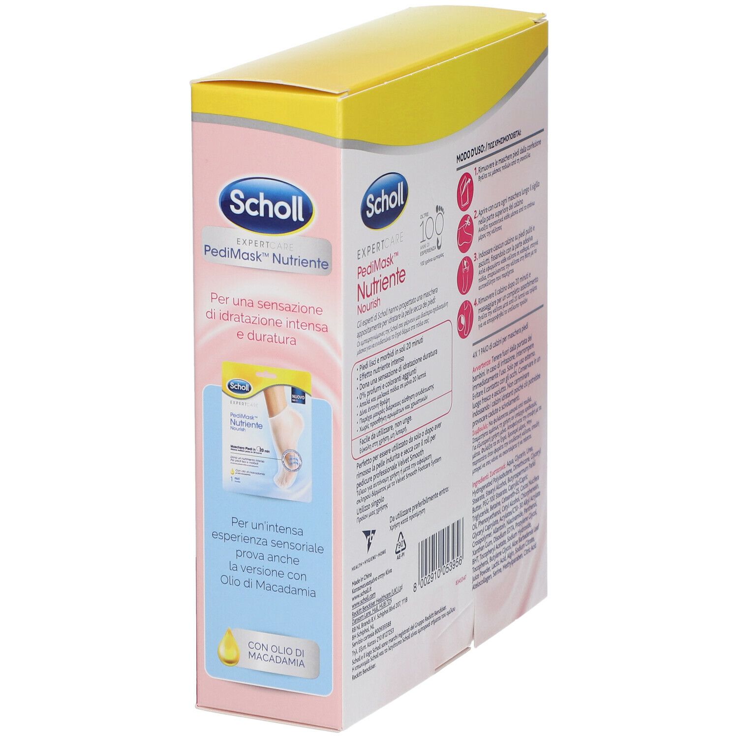 Scholl Pedimask Maschera Piedi Nutriente 0% Profumi e Coloranti Multipack
