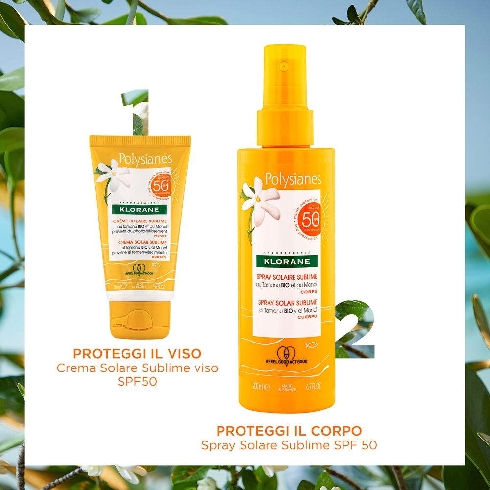 Klorane Spray Solare Sublime SPF 50 con Monoï e Tamanu BIO 200ml - Solare Corpo