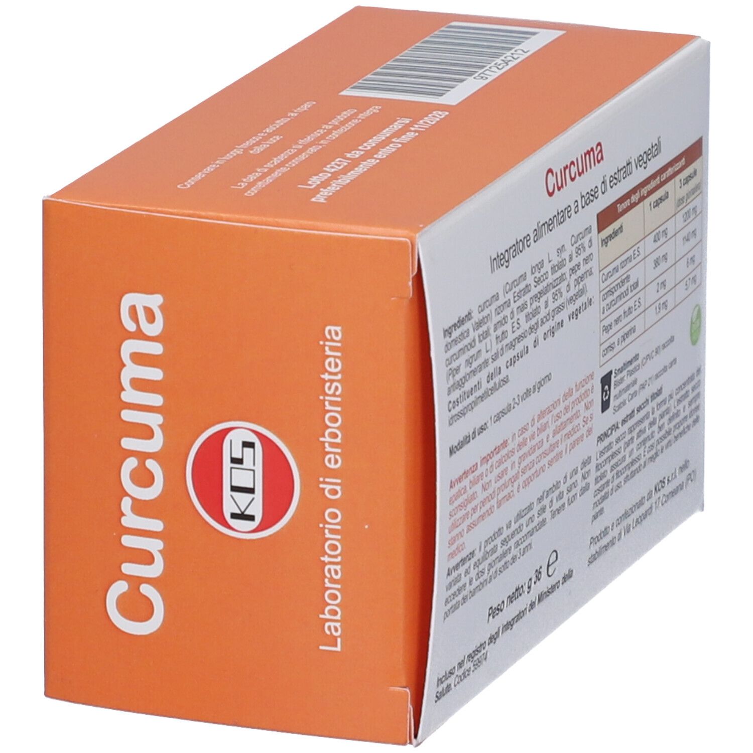Confezione di capsule, Curcuma longa, 60 capsule.