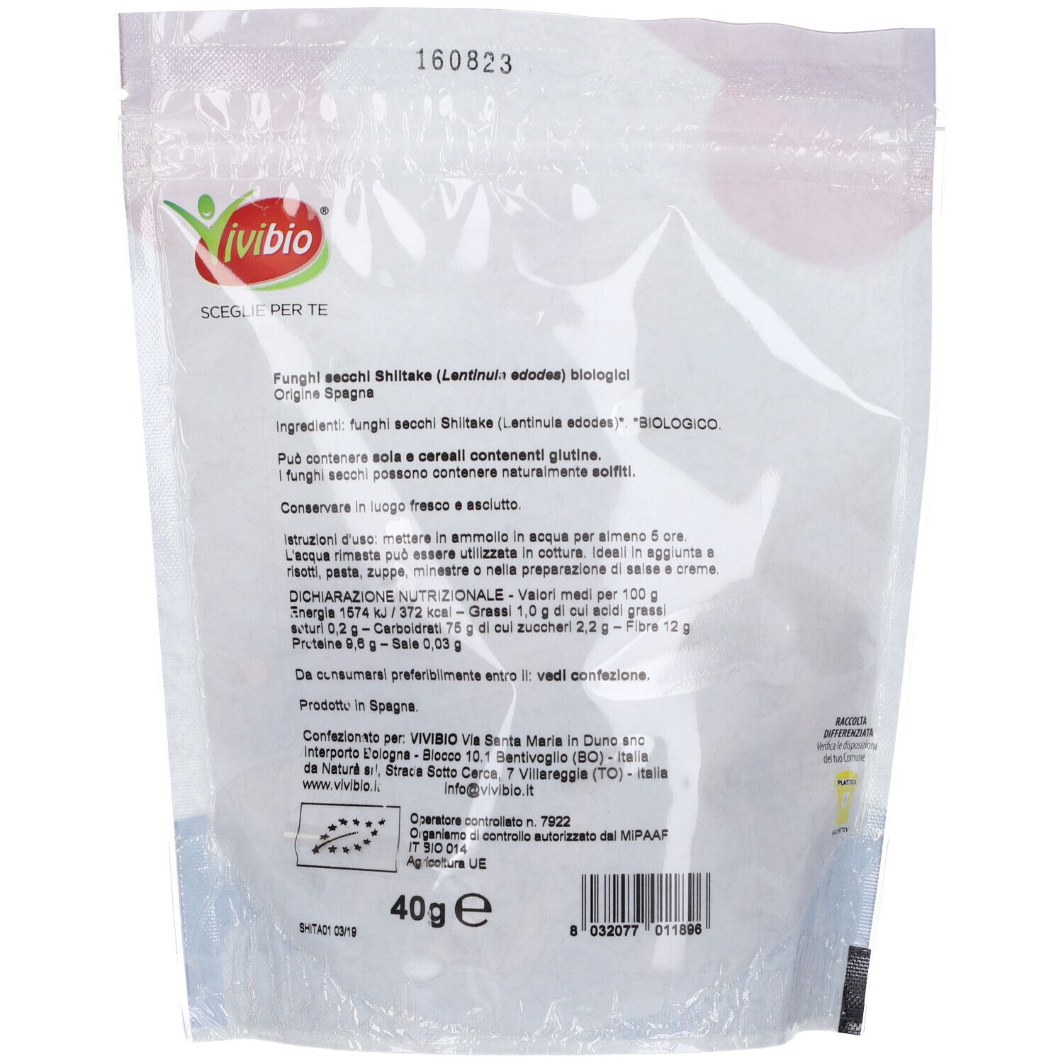 Vivibio Funghi Shitake 40G