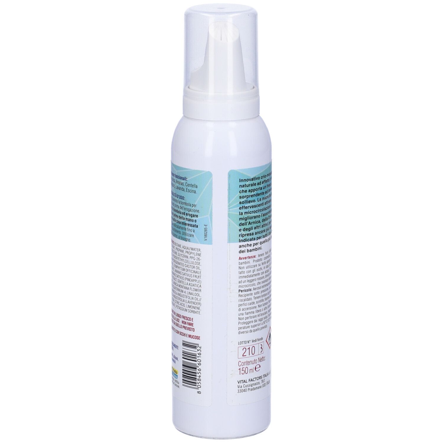 Flacone bianco con erogatore. Scritta: trauma fast, mousse lenitiva. 94% ingredienti naturali. Ingredienti.