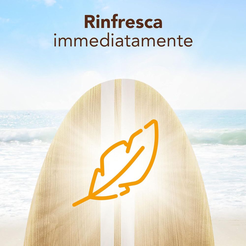 Tavola di legno con simbolo di piuma. Testo: 'Rinfresca immediatamente'.