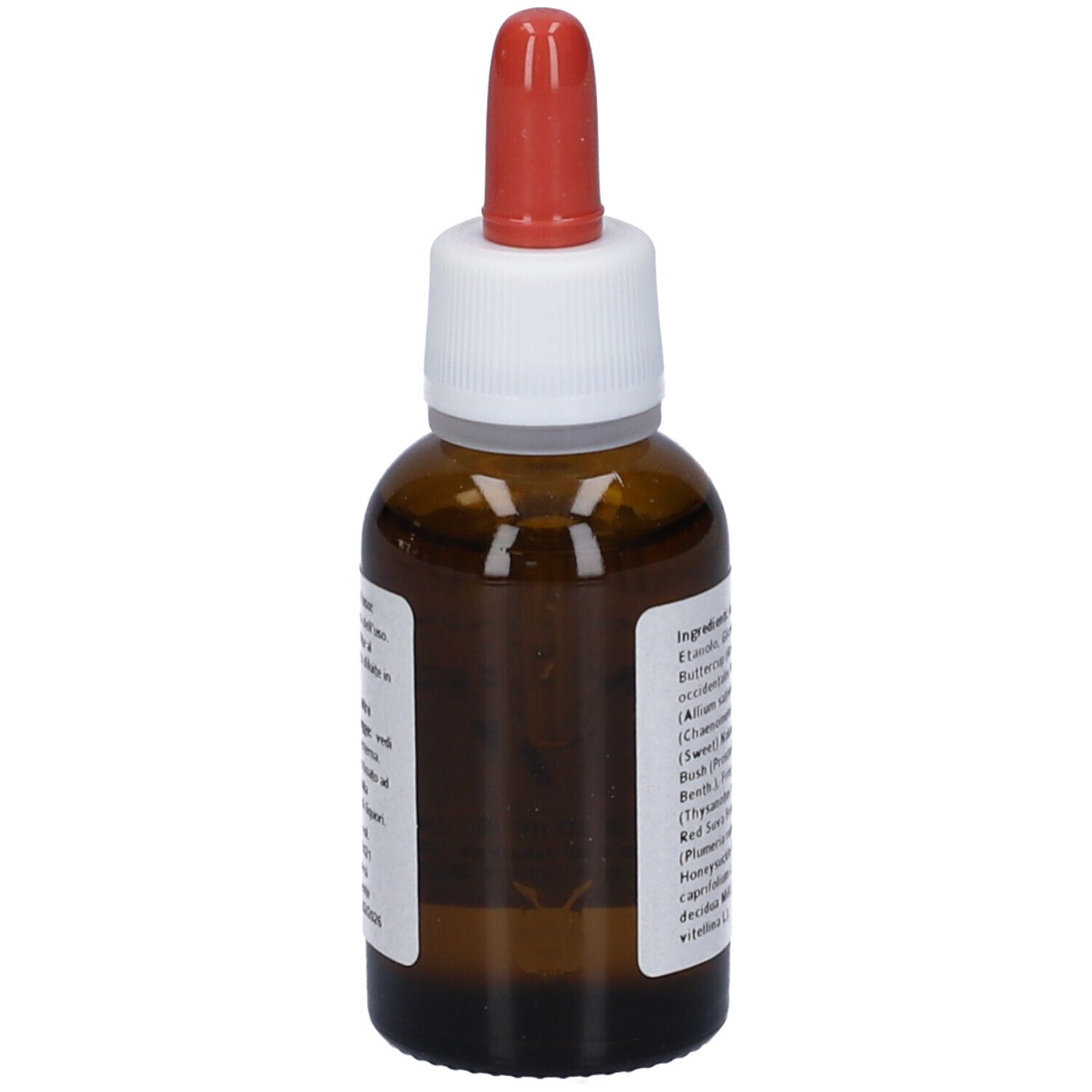 Flacone in vetro marrone con contagocce. Scritta: Meridian Flowers Remedy MFR 7. Elenco ingredienti.
