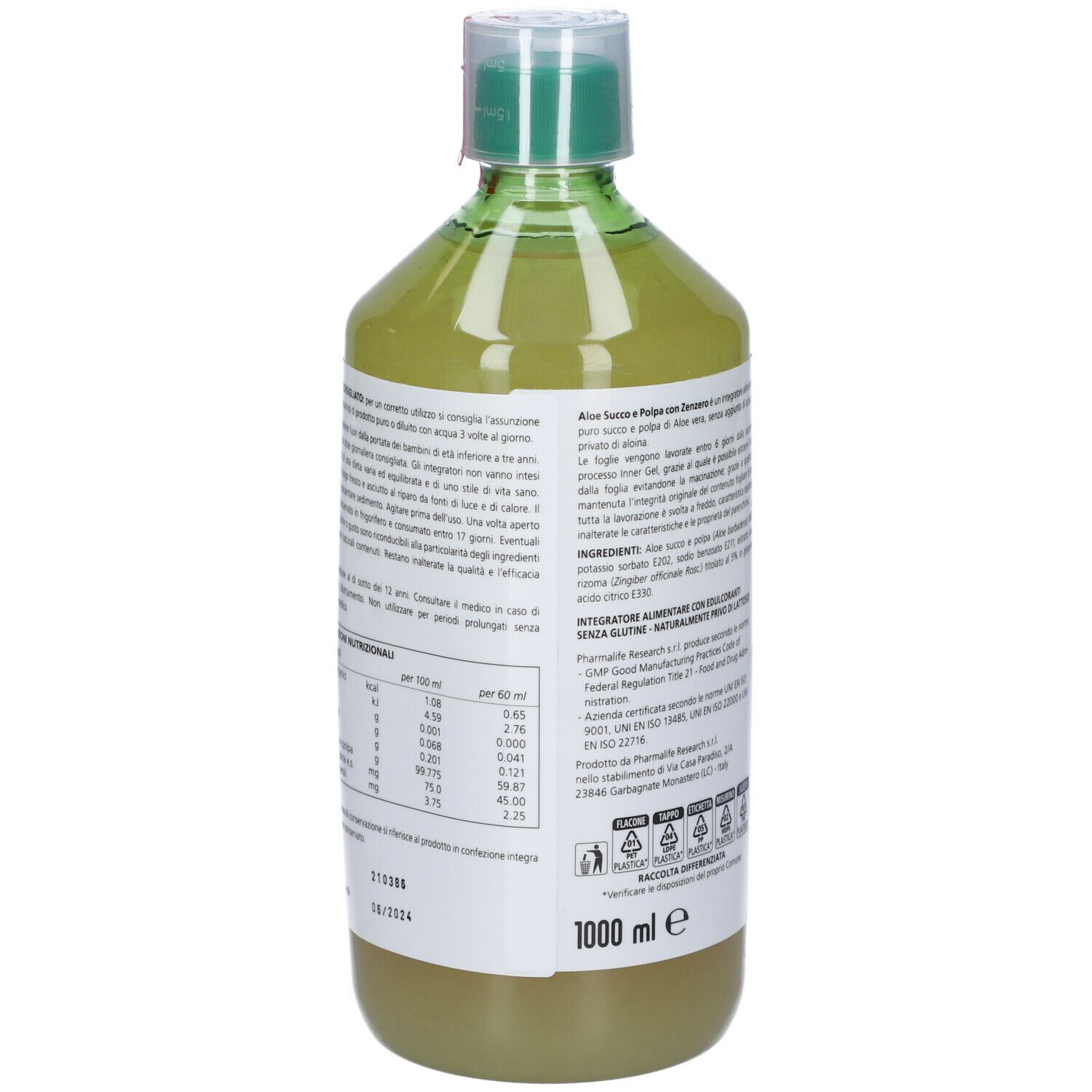 Pharmalife Research Aloe succo e Polpa con Zenzero