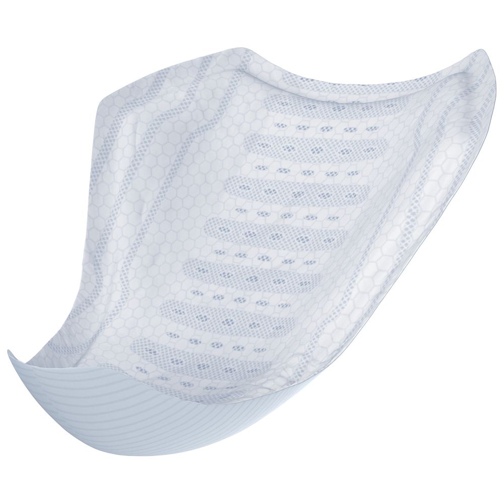 Protezione per incontinenza bianca sagomata. Struttura interna a nido d'ape. Leggermente curva, adatta al corpo.