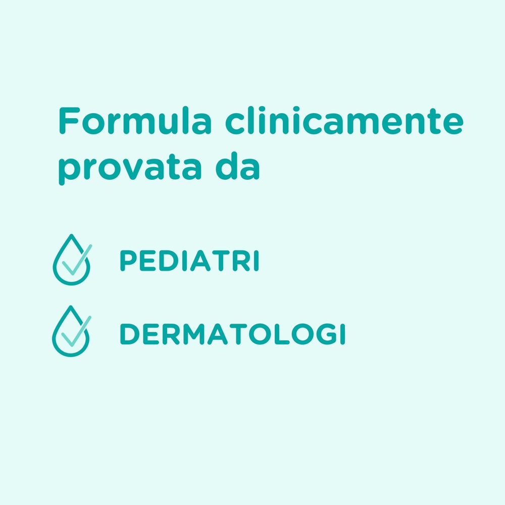 Testo: Formula clinicamente provata da pediatri e dermatologi.