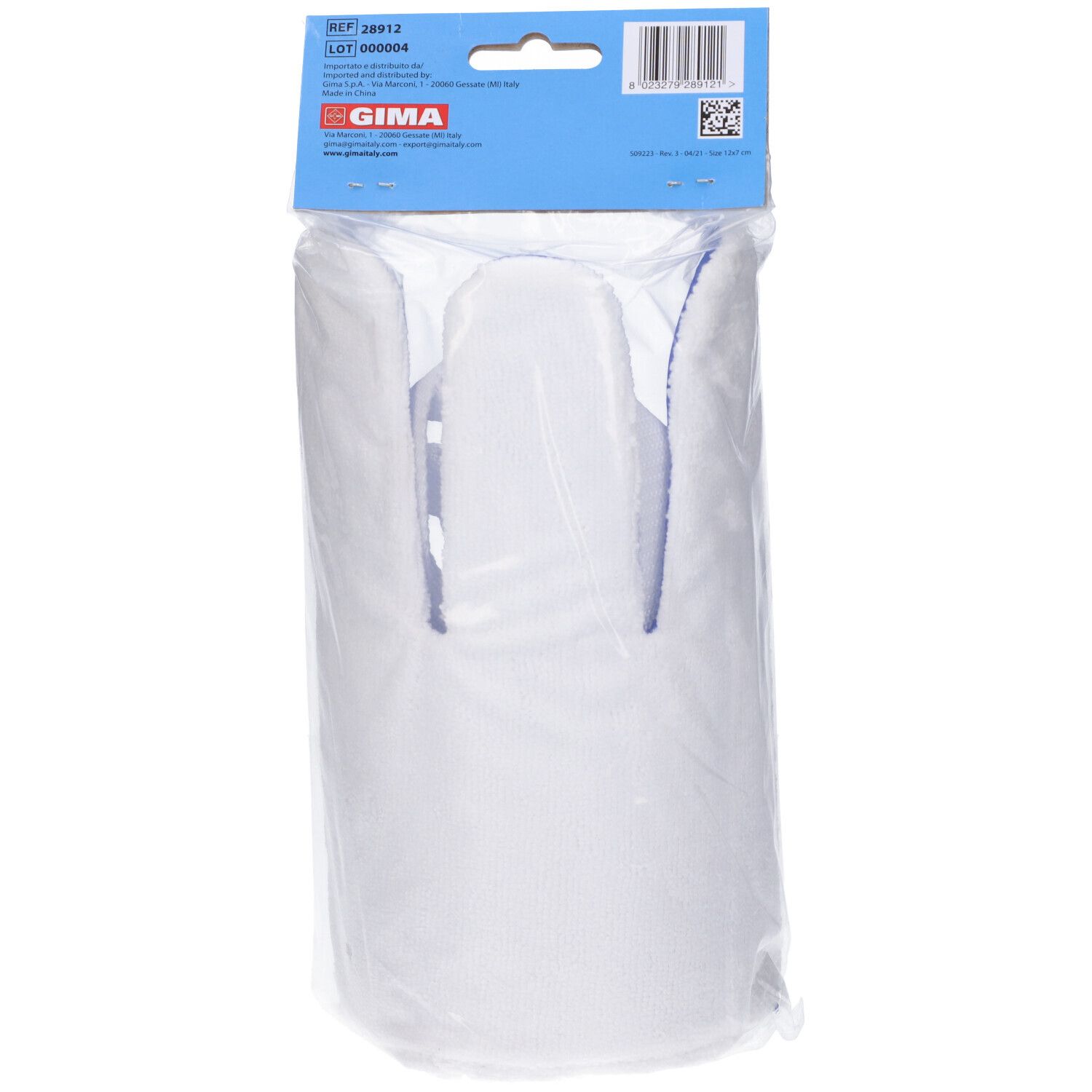 Aiuto per infilare le calze bianco in un sacchetto.