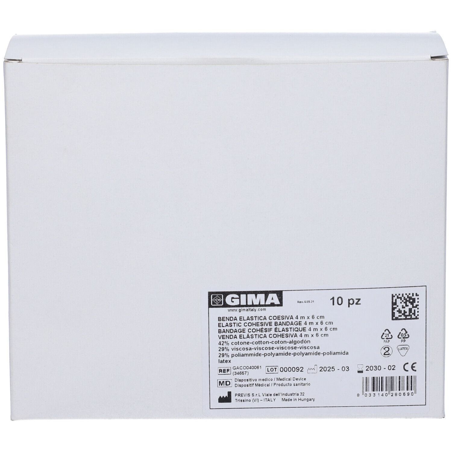 GIMA Benda Elastica Coesiva 4 M X 6 Cm