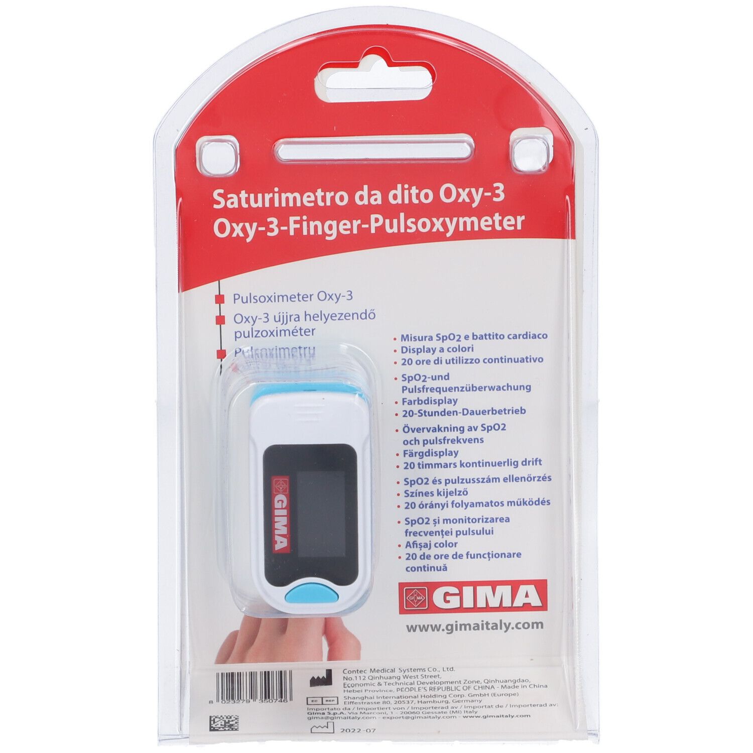 GIMA Pulsoximetro Oxy-3 (It,De,Se,Hu,Ro)