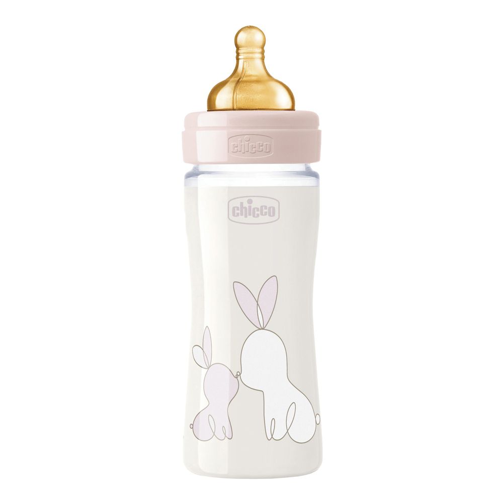 Chicco Biberon Original 240Ml Vetro 1 Foro 1 Foro Girl Con Tettarella In Caucciu'