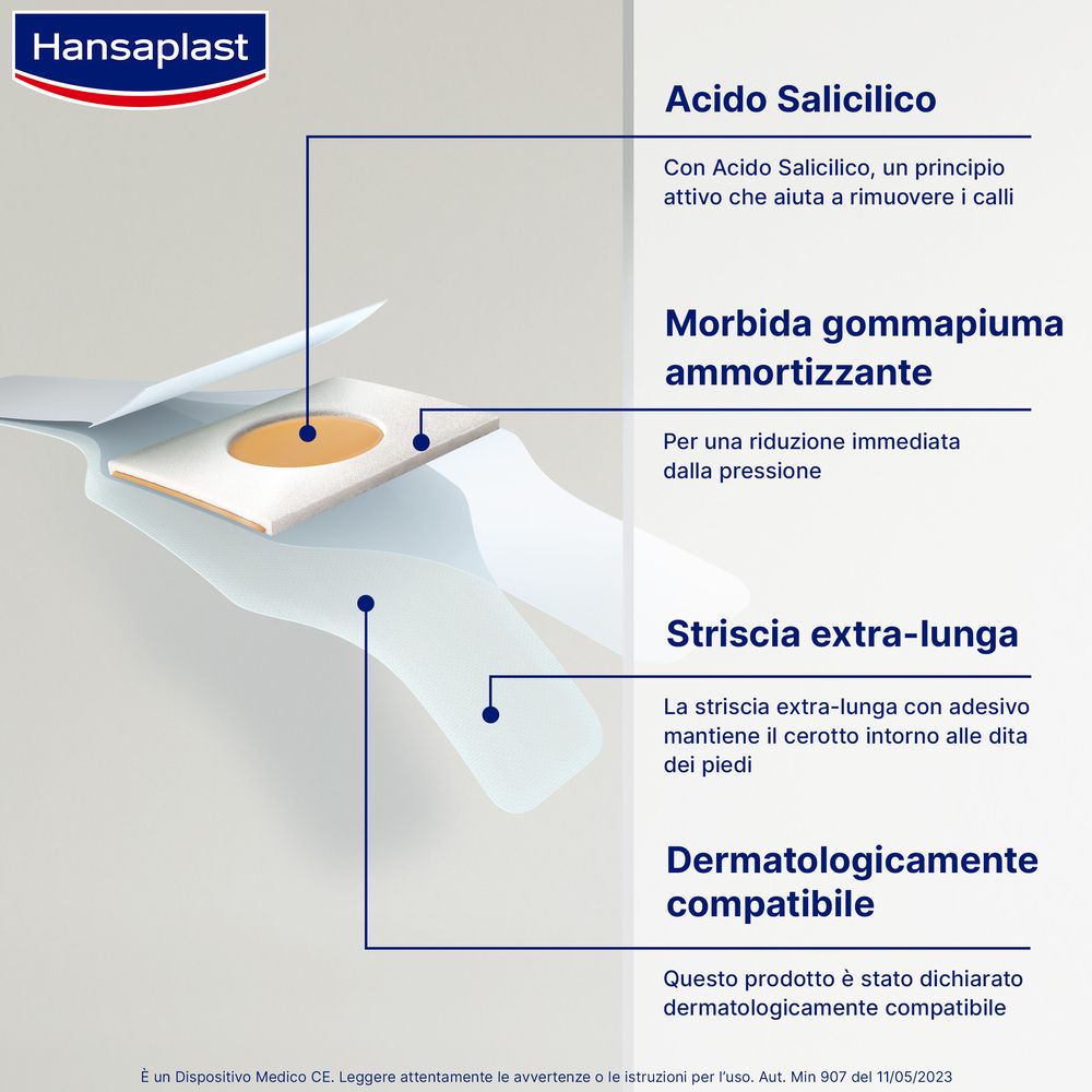 Hansaplast Cerotti per Calli, Cerotti calli piedi trasparenti con acido salicilico, 8 pezzi - risparmia il 10% con il codice: NI10